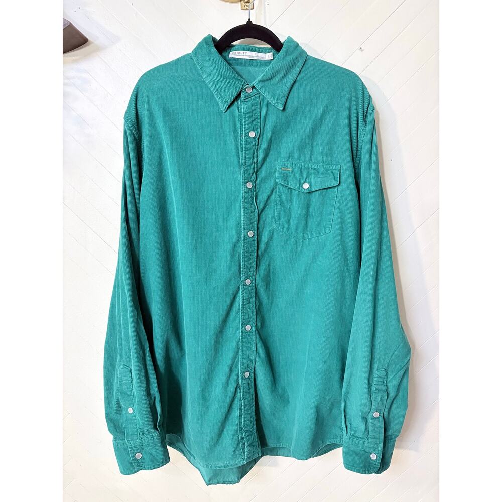 Criquet Teal Western Casual Corduroy Pearl Snap Buttons Mens XL 100% Cotton - Picture 11 of 11